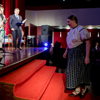 Formalna uroczystość wręczenia nagród w Katowicach, gdzie laureaci kultury otrzymują wyróżnienia. (wygenerowano przez AI)