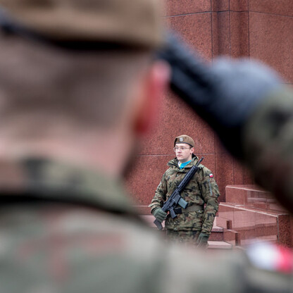 Uroczystości pod pomnikiem Józefa Piłsudskiego w Katowicach. fot. Tomasz Żak / UMWS