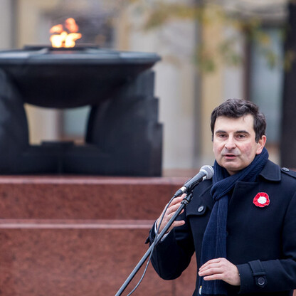 Uroczystości pod pomnikiem Józefa Piłsudskiego w Katowicach. fot. Tomasz Żak / UMWS
