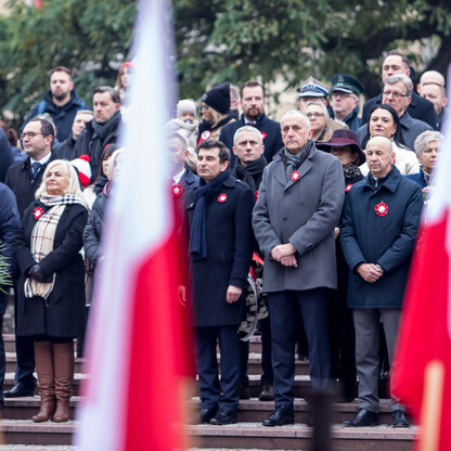 Uroczystości pod pomnikiem Józefa Piłsudskiego w Katowicach. fot. Tomasz Żak / UMWS