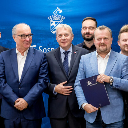 Podpisanie porozumienia na projekt i budowę węzła Klimontów na S1 w Sosnowcu. fot. Tomasz Żak / UMWS